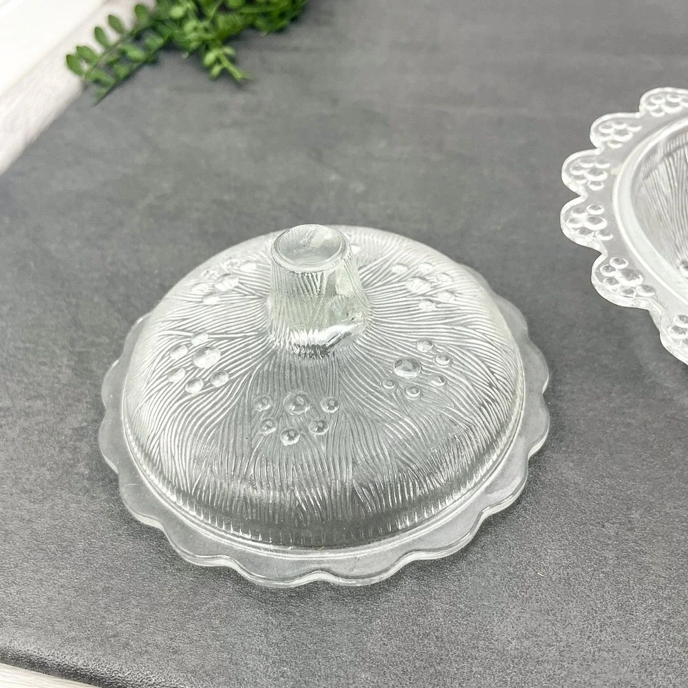 Vintage Indiana Glass Candy Dish – Clear Depression Glass,‎ Lidded Cannister
